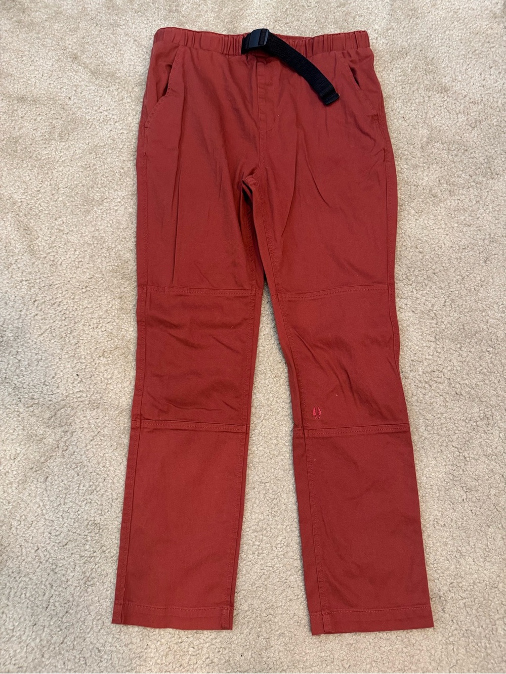 Bearded Goat Men's Casual Pants in Rust Red with Elastic Waist
